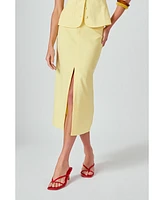 endless rose Women's Front Slit Linen Maxi Skirt