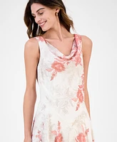 Robbie Bee Women's Cowlneck Handkerchief-Hem Dress