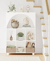 Sourcing Solutions Arched 34" Solid Wood 6 Cubby Entryway Shoe Rack Storage Organizer Cabinet