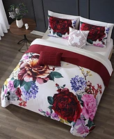 Bebejan Scarlet Bedding 100% Cotton Sateen 5 Piece King Size Reversible Comforter Set
