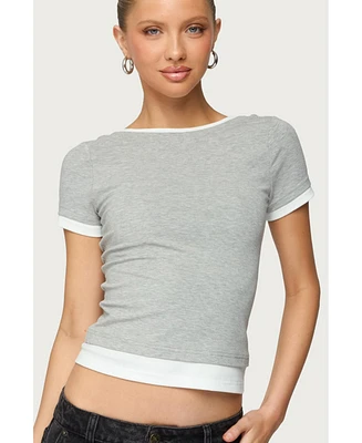 Edikted Women's Julietta Contrast Layered T Shirt