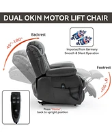 Casainc Dual Motor Infinite Position Up to 350 Lbs Electric Medium size Leatheraire Power Lift Recliner Chair with 8-Point Vibration Massage and Lumba