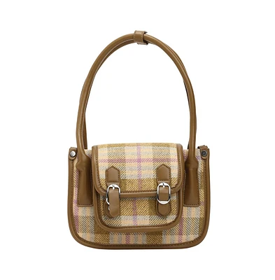 Women's The Tartan Shoulder Bag - Tan Brown & Yellow Ochre