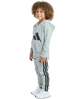 adidas Toddler & Little Boys Long-Sleeve Essential Big Logo Fleece Jacket Jogger Pants, 2 Piece Set