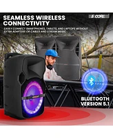 5 Core 10 Inch Tws Pair Bluetooth Party Speakers 400 Watt Portable Karaoke Pa System Rechargeable Loud Speaker + Tripod Stand 2X Wireless Mics Led Lig