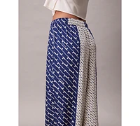 Calvin Klein Women's Printed Twill Wide-Leg Pants