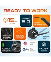 Delton 10X Bluetooth Computer Headset, Over-the-Head Single Ear Wireless Headset with Noise Canceling Mic, Usb Dongle for Computer/Laptop, Perfect for