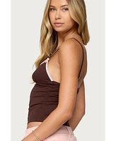 Edikted Women's Ruelle Contrast Frill Tank Top
