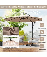 Gymax 10 Ft Patio Offset Umbrella w/ X-shaped Base Infinite Tile & 360° Rotation