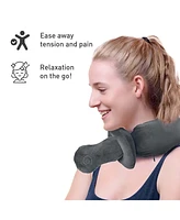 Pursonic Travel Comfort & Relief Bundle - Memory Foam Travel Pillow with Sleep Mask + Portable Neck & Shoulder Adjustable Massaging Wrap