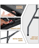 Sugift 6ft Rectangular Folding Table Fold-in-Half Long Party Table Collapsible Portable Table