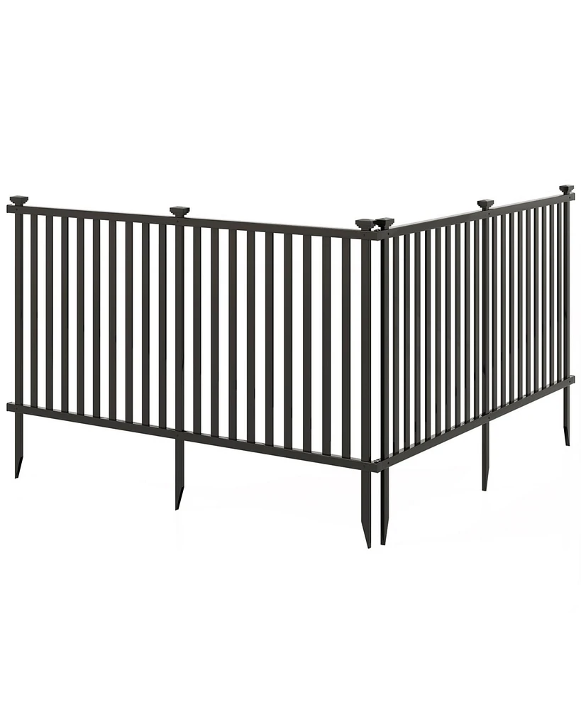 2 Piece Vinyl Picket Fence Set for Garden and Yard Decoration