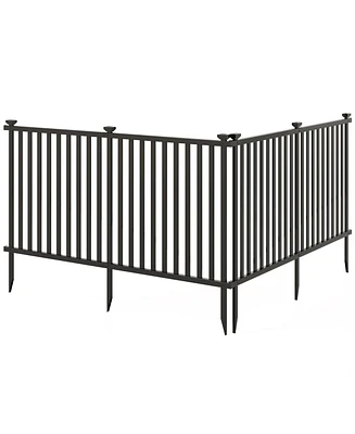2 Piece Vinyl Picket Fence Set for Garden and Yard Decoration