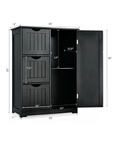 Volenca Bathroom Floor Cabinet Side Storage with 3 Drawers and 1 Cupboard