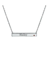 Bling Jewelry Horizontal Sideway Inspirational Flat Bar Name Plated Pendant Necklace .925 Sterling Silver Crystal Accent