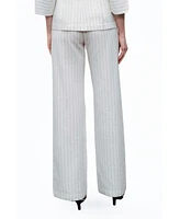 Nocturne Women's Linen Blend Striped High Waist Pants
