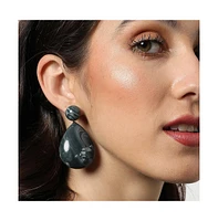 Sohi Women's Grey Textured Teardrop Earrings