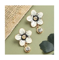 Sohi Women's Silver Flower Drop Earrings