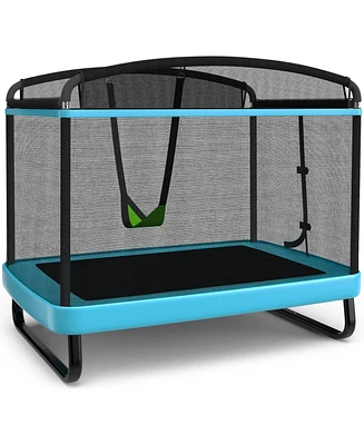 Outdoor Trampoline with Swing and Enclosure Net for Kids Jumping Entertainment