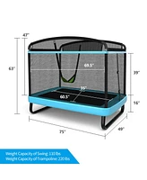 Outdoor Trampoline with Swing and Enclosure Net for Kids Jumping Entertainment