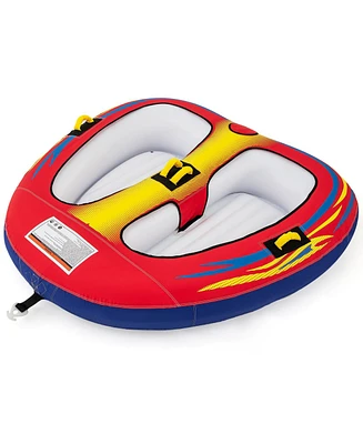 1 or 2 Person Inflatable Towable Tube for Boating with Drainage