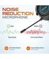 Delton Wireless Gaming Headset with Retractable Cvc Mic, Auto Pair Usb Dongle, 35 hrs Talk time, Fast Charging Gaming Headphones with Rgb Light for Pc