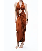 Nocturne Women's Accessory and Cut-Out Detailed Maxi Dress