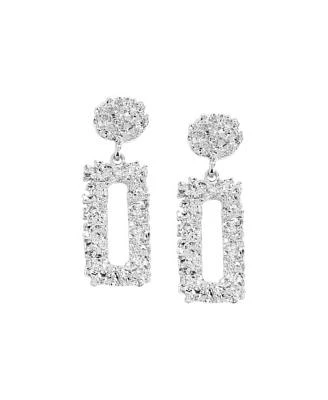 Sohi Womens Silver Textured Geometric Drop Earrings