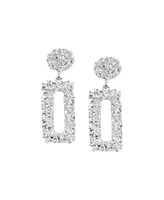 Sohi Womens Silver Textured Geometric Drop Earrings