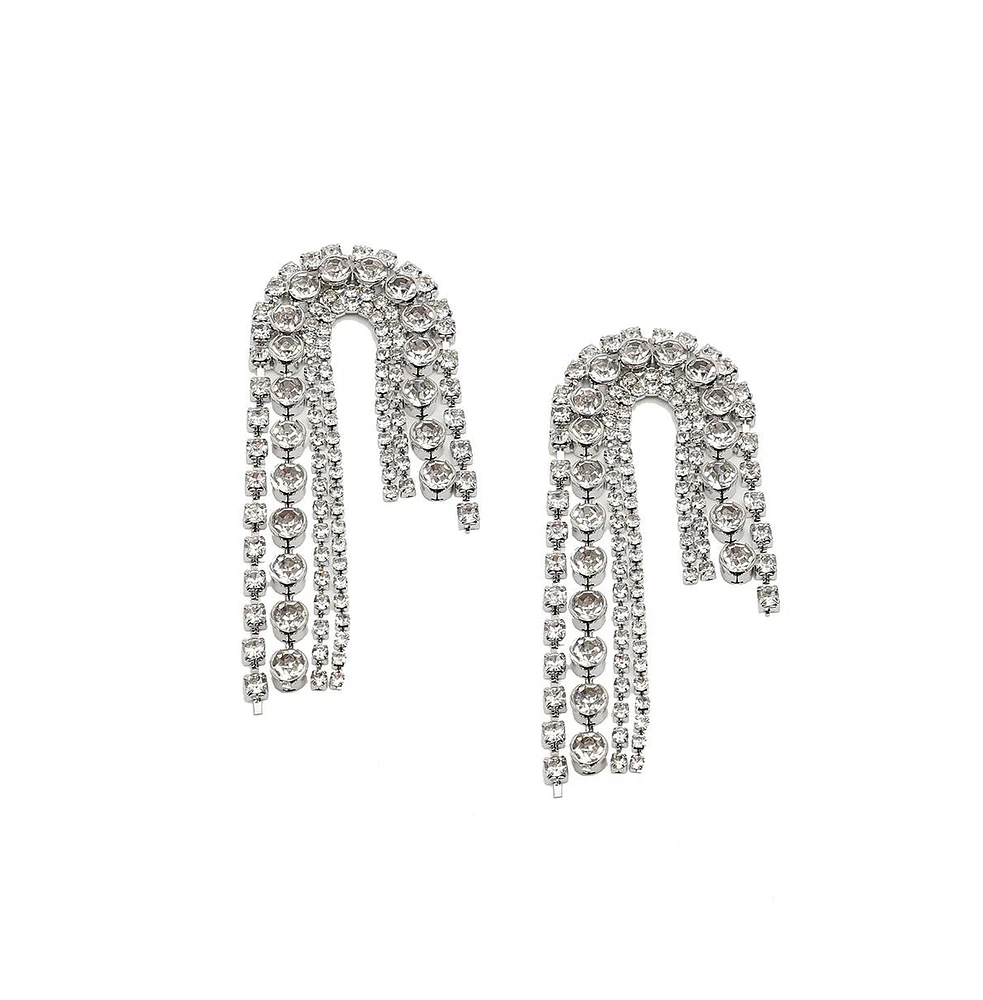 Sohi Women's White Bling Drop Earrings