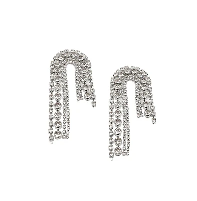 Sohi Women's White Bling Drop Earrings