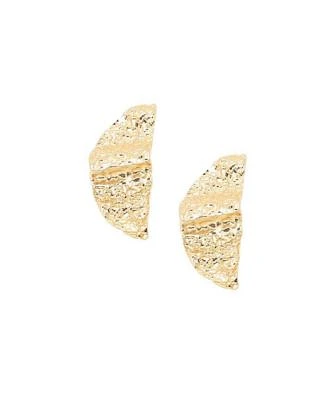 Sohi Womens Gold Dented Metallic Drop Earrings