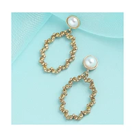 Sohi Women's Gold Embellished Circular Drop Earrings