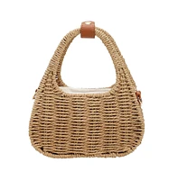 Women's The Straw-Trinity Hand Bag - Khaki Brown