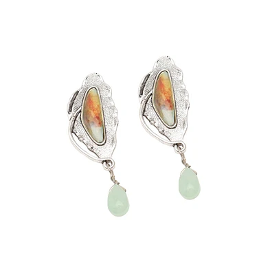 Sohi Women's Blue Abstract Drop Earrings