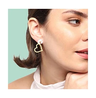Sohi Women's Green Flora Heart Drop Earrings