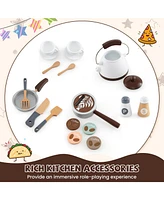 Corner Play Kitchen with Coffee Machine and Slide for Kids