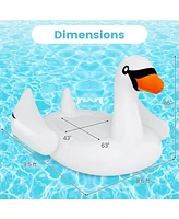 Mecale Giant Inflatable Swan Floating Island 4-Person Pool Float with 4 Cups Holders