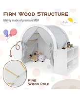 Slickblue Kids Play Tent with Curtain Shades and 8 Cubbies