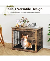 Ecooso Dog Crate Furniture with Cushion and Double Doors for Small/Medium Dogs