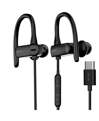 Delton 24EC Usb-c Wired Earbuds with Microphone, Ergonomic In-Ear Design with Ear Hook, Hi-Fi Stereo Sound and In-Line Remote Control, Usb C Earphone