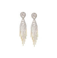 Sohi Women's Silver Embellished Drop Earrings