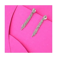 Sohi Women's Silver Circular Bling Drop Earrings