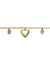 14K Gold Plated Heart Bead Charm Bracelet