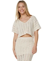 Roxy Juniors' Sea Swirl Crochet Cotton Top