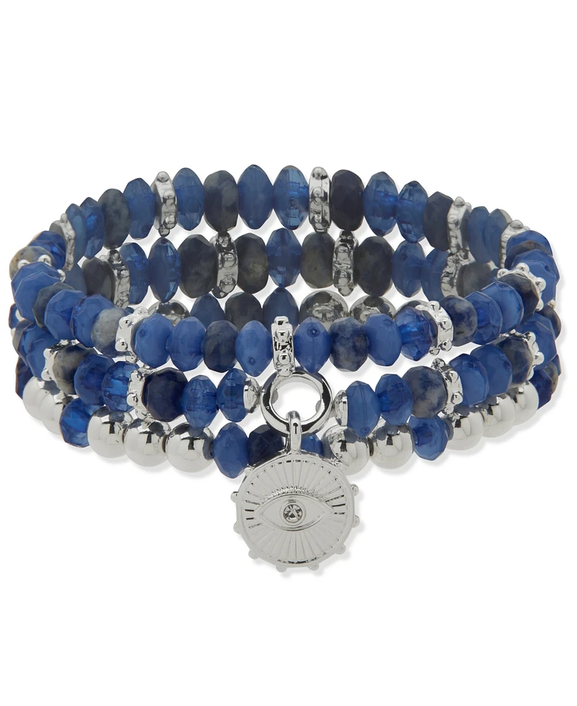 Anne Klein Metal-tone 3-Pc. Set Colored Beaded Stretch Bracelet