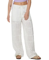 Roxy Juniors' Precious Patchwork Cotton Eyelet Pants