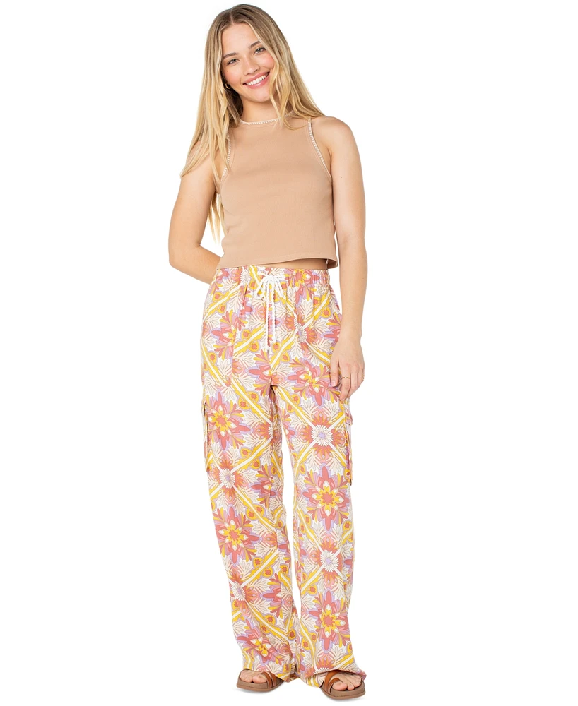 Roxy Juniors' Precious Cargo Printed Wide-Leg Pants