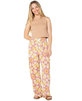 Roxy Juniors' Precious Cargo Printed Wide-Leg Pants