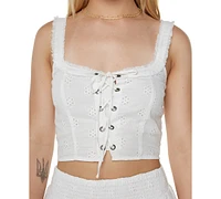 Roxy Juniors' Hazel Cotton Eyelet Corset Top